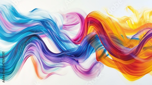 Multicolored Light Trails on White Background - Abstract Motion Art