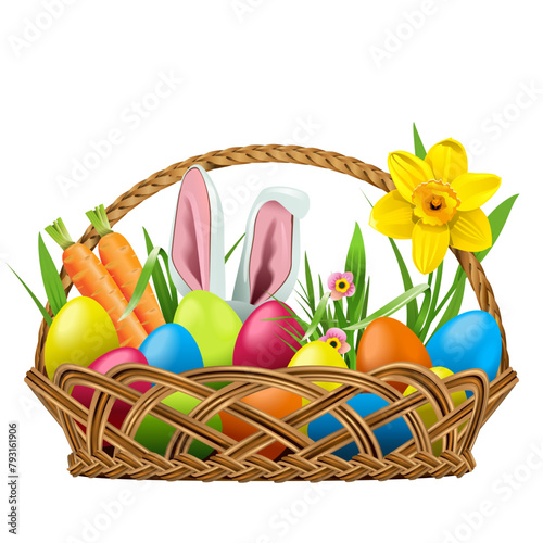 Vector Easter Wicker Dish with Treats