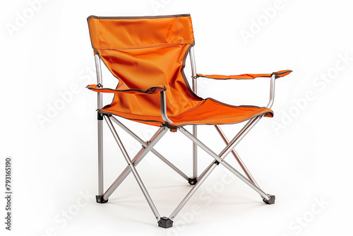 Orange Camping Chair With Wheels on White Background photo