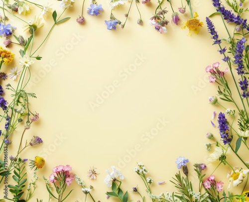 frame background of wild flowers.