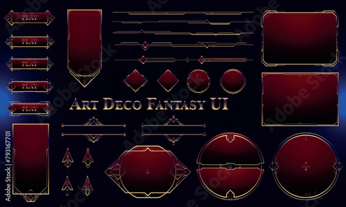 Set of Art Deco Modern User Interface Elements. Fantasy magic HUD with rewards. Template for rpg game interface. Vector Illustration EPS10 (ID: 793167701)