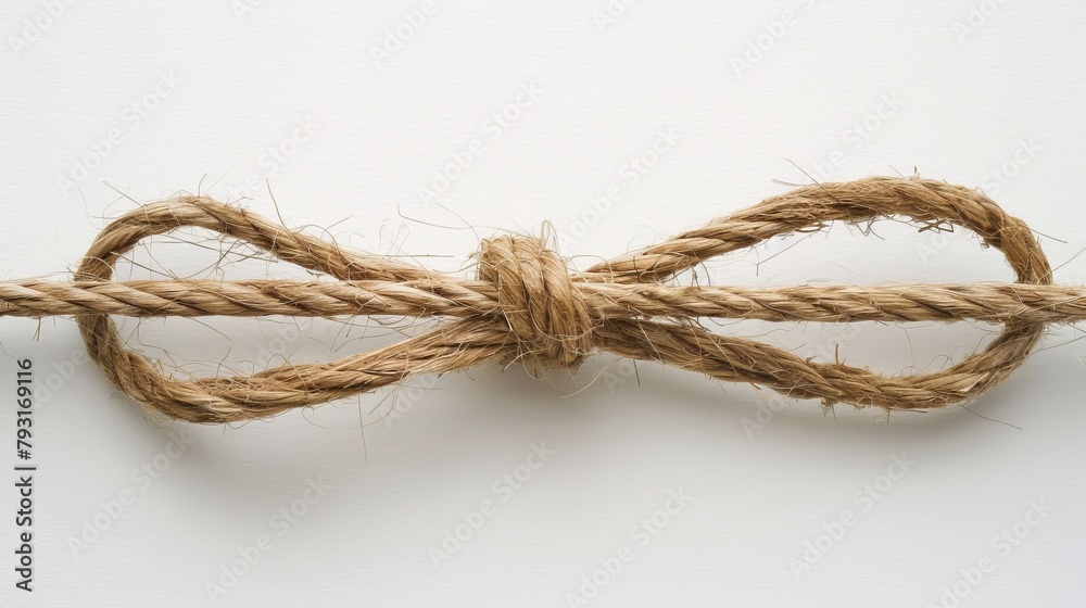  one knot securing each end