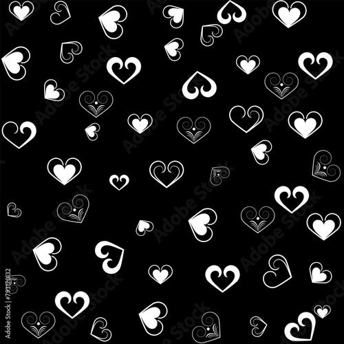 Monochrome chaotic heart seamles pattern