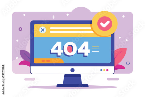 A computer screen displaying the number 40 repeated multiple times in a row, fix 404 error page design concept computer screen with error, Simple and minimalist flat Vector Illustration