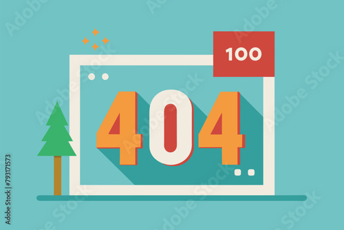 Computer screen showing the number forty repeated ten times in a simplistic and minimalistic design, Fixed 404 errors, Simple and minimalist flat Vector Illustration