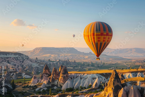 Cappadocia is included in the UNESCO World Heritage List. It is located on the territory of modern Turkey. A popular tourist destination. View of the balloons. photo