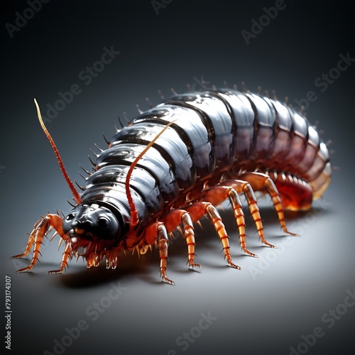 Ultra Realistic Centipede: Isolated on a White Background, Showcasing Intricate Details and Vivid Colors of Its Exoskeleton © Huzaifa