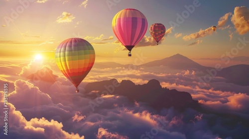Colorful Hot Air Balloons in the sky, Skyward Festival, a Celebration of Flight and Freedom