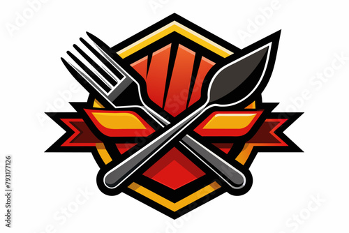 A bold and dynamic cutlery logo design for abstract restaurant logo
