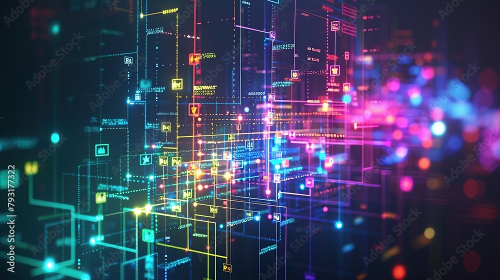 Digital data stream: Vibrant technological background Digital data stream: Vibrant technological background