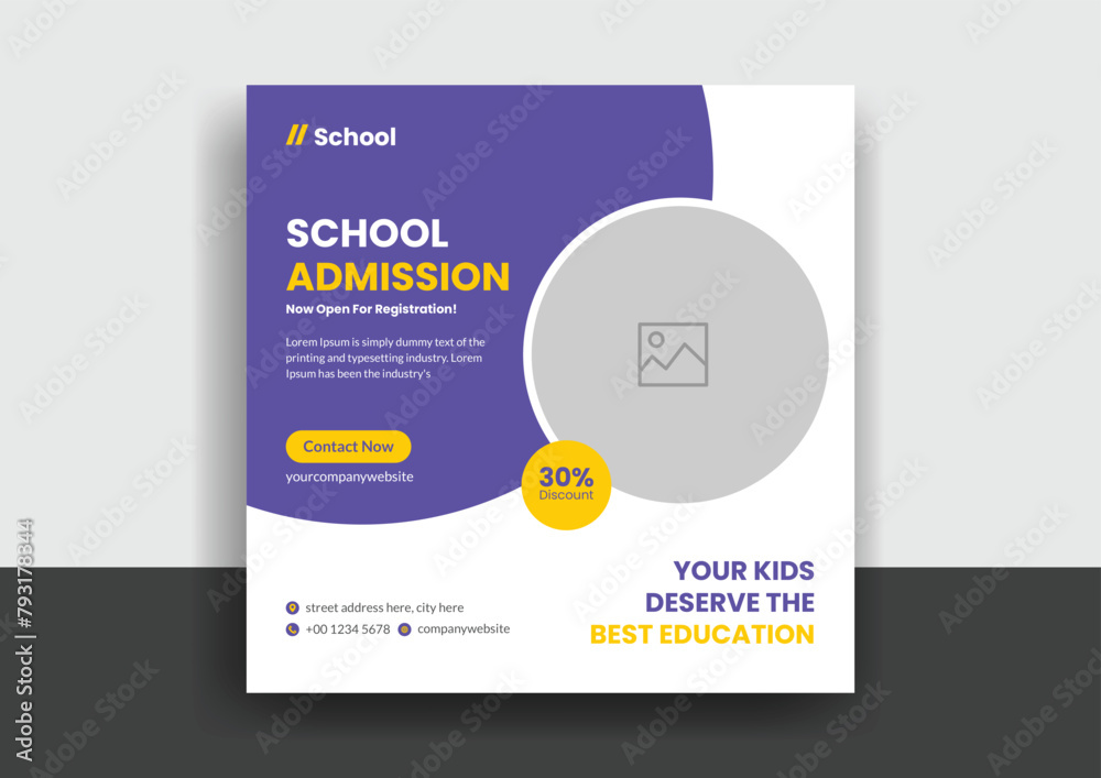 School education admission social media post & back to school web banner template