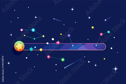 A breadcrumb navigation bar resembling a whimsical  glowing constellation map.