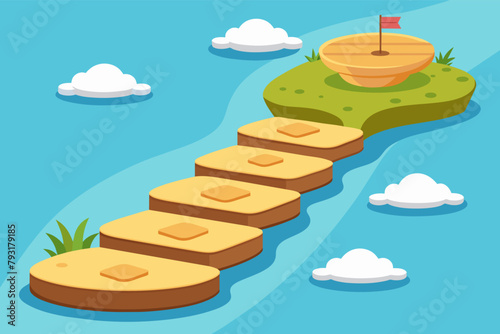 A breadcrumb navigation bar with each step illustrated as a charming stepping stone path.