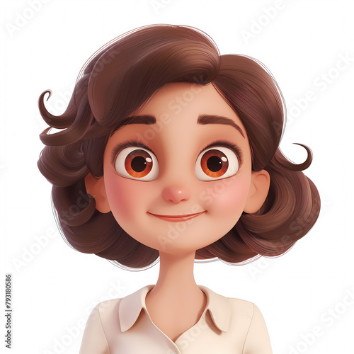 3d portraits of happy people on a white background. Cartoon characters women and girl, vector illustration