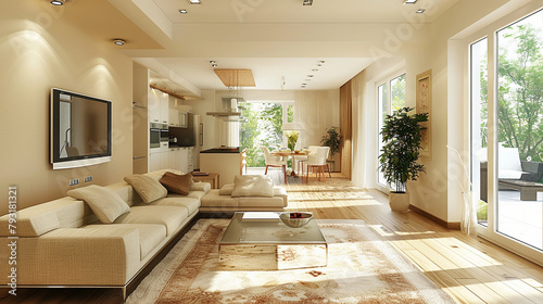 design interior living room contemporary natural white and beige colour scheme 
