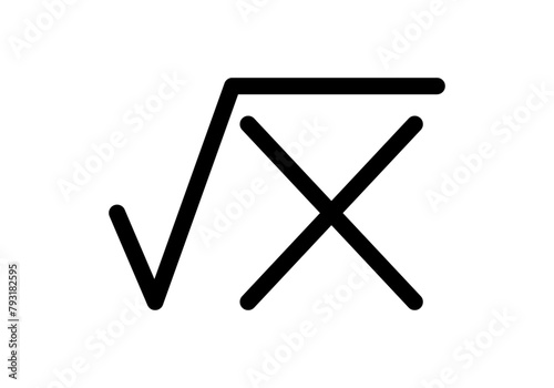 Icono negro de raíces cuadradas matemáticas