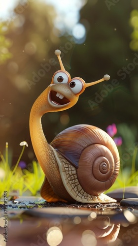 3D cartoon snail.