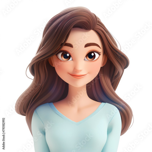 3d portraits of happy people on a white background. Cartoon characters women and girl, vector illustration