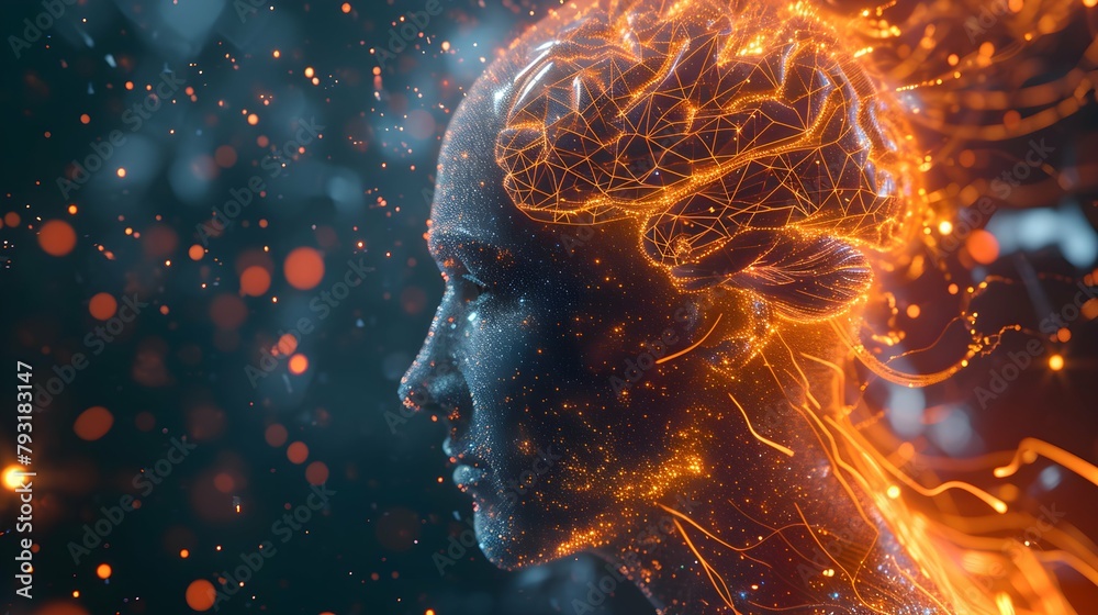 brain connected to the motherboard, abstract future technology concept illustration brain connected to the motherboard, abstract future technology concept illustration