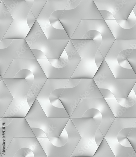 Abstract silver geometric pattern with 3D effect photo