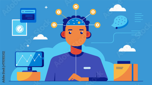 An employee wearing a smarch that tracks brain activity and provides realtime feedback helping them optimize their cognitive functioning throughout.