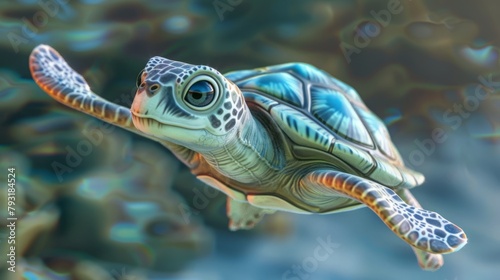 3D cartoon turtle. © Yahor Shylau 
