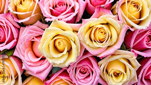 Pink yellow roses  flower background
