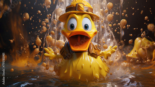 Yellow duck with open mouth photo
