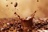 Abstract creamy cappuccino or black americano coffee background commercial banner, liquid splashes.