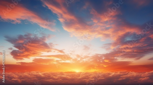 Striking sunset casting vibrant fiery colors across a dynamic cloud-filled sky  evoking warmth and awe