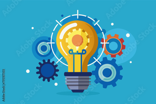 A classic lightbulb icon reimagined with gears and wires, representing innovation and invention.