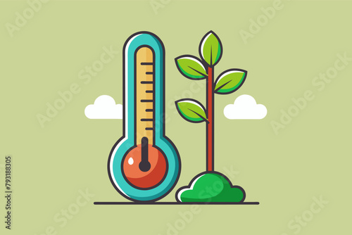 thermometer icon redesigned with a plant growing alongside it, symbolizing environmental awareness