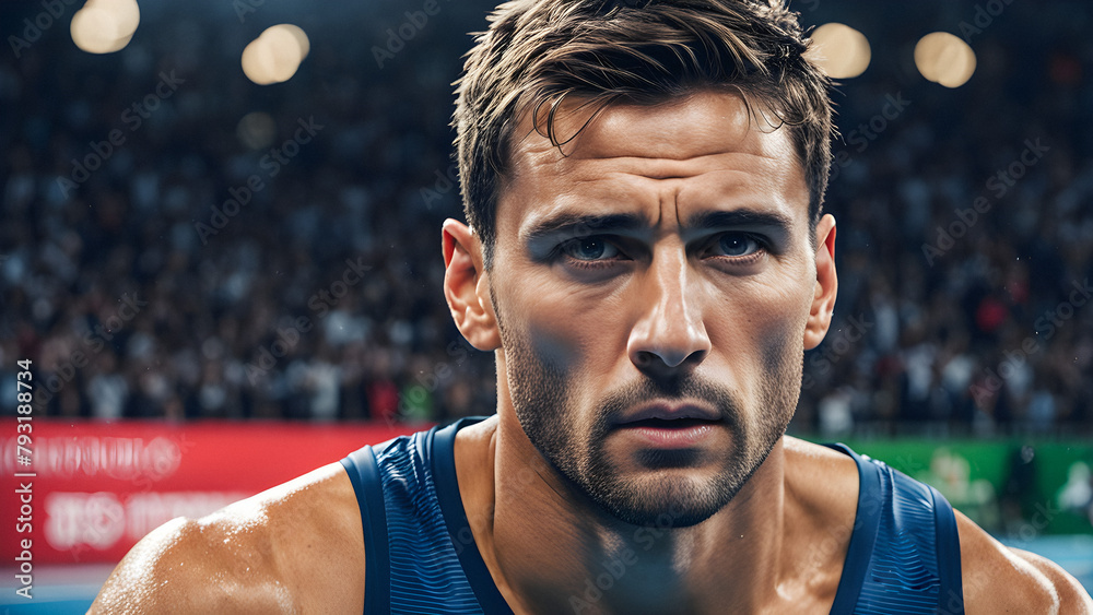 Paris 2024: Determined Spirit After Olympic Loss. Athlete Portrait. Athlete Reflects After Setback. Olympic Paris 2024. generative AI Paris 2024: Determined Spirit After Olympic Loss. Athlete Portrait. Athlete Reflects After Setback. Olympic Paris 2024. generative AI