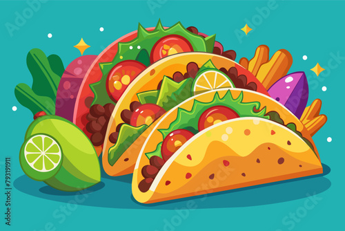 A colorful display of tacos with various toppings