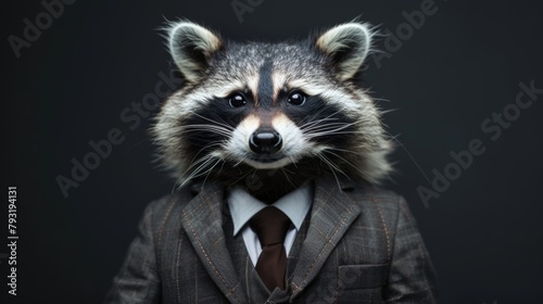 Elegantly dressed raccoon in business attire © Denys