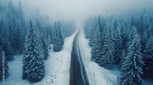 Aerial view of Beautiful sky road over top of mountains © andriyyavor