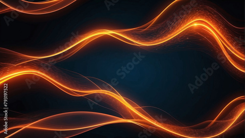 Abstract Orange Neon Light Waves Background