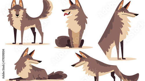 Vector cartoon wolf character isolated on white. Fo