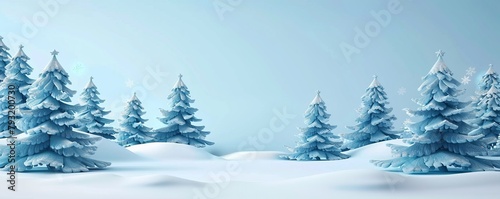 3d cartoon christmas trees and snow. © Yahor Shylau 