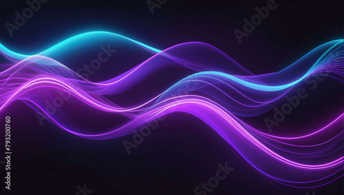 Abstract Violet Neon Light Waves Background