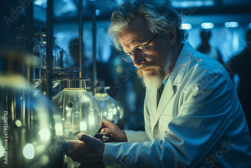 Male geneticist biologist. Concept of top in demand profession. Portrait with selective focus and copy space