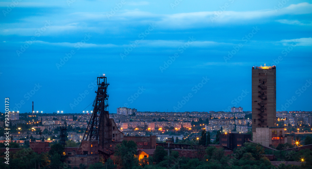 Typical residential architecture of residential areas of the city in the evening