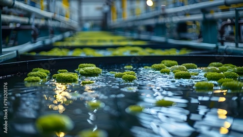 Close-up of a plant's wastewater treatment system featuring large tanks and biological filters. Concept Wastewater Treatment, Plant Photoshoot, Large Tanks, Biological Filters, Close-up Shots