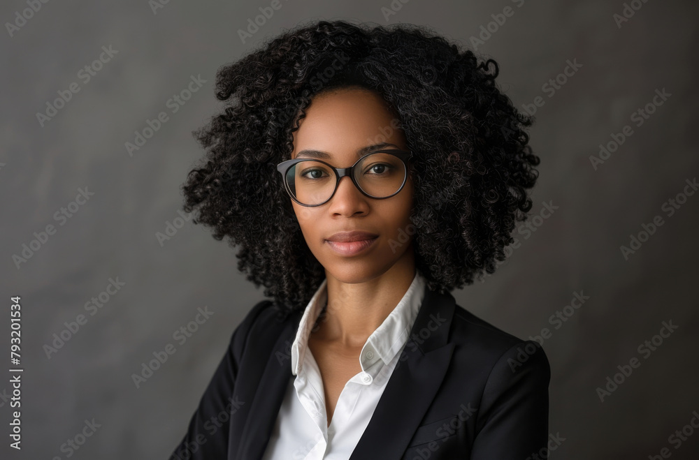 Court, portrait and black woman lawyer in glasses on studio gray background for case or trial. Confident, law firm or mission with serious attorney in suit for council, law or legal representation Court, portrait and black woman lawyer in glasses on studio gray background for case or trial. Confident, law firm or mission with serious attorney in suit for council, law or legal representation