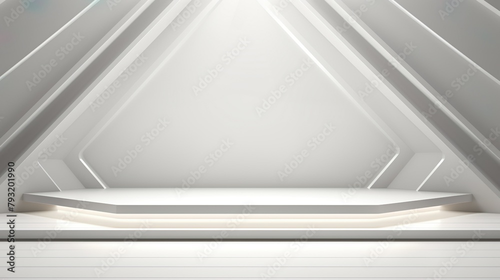 custom made wallpaper toronto digitalThis image showcases an empty yet avant-garde stage with geometric light patterns, ideal for a modern event or product display