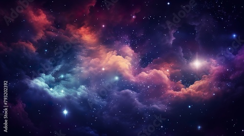 A mesmerizing imagery of vivid interstellar clouds  glittering stars  and the vast infinity of space captured in rich colors
