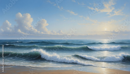 Blue Horizon, Seascape with Rolling Waves