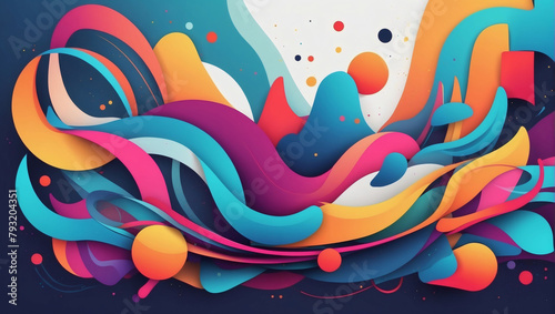 Colorful Overlapping Abstract Shapes Vector Graphic for Background Design.