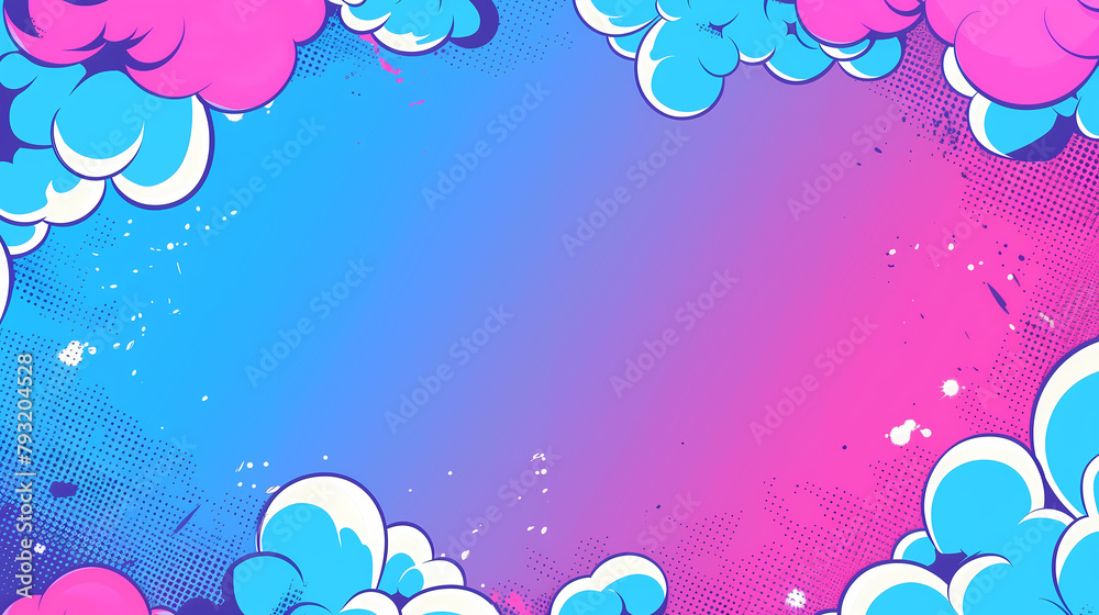 Fototapeta premium Abstract halftone comics background - Modern design clouds in pop colors banner