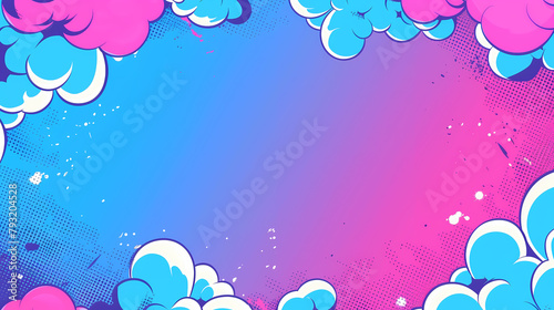 Abstract halftone comics background - Modern design clouds in pop colors banner photo